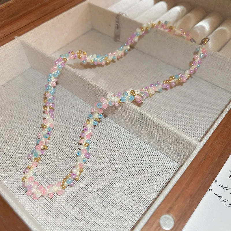 Titanium Steel Rice Bead Necklace - alternate necklace view