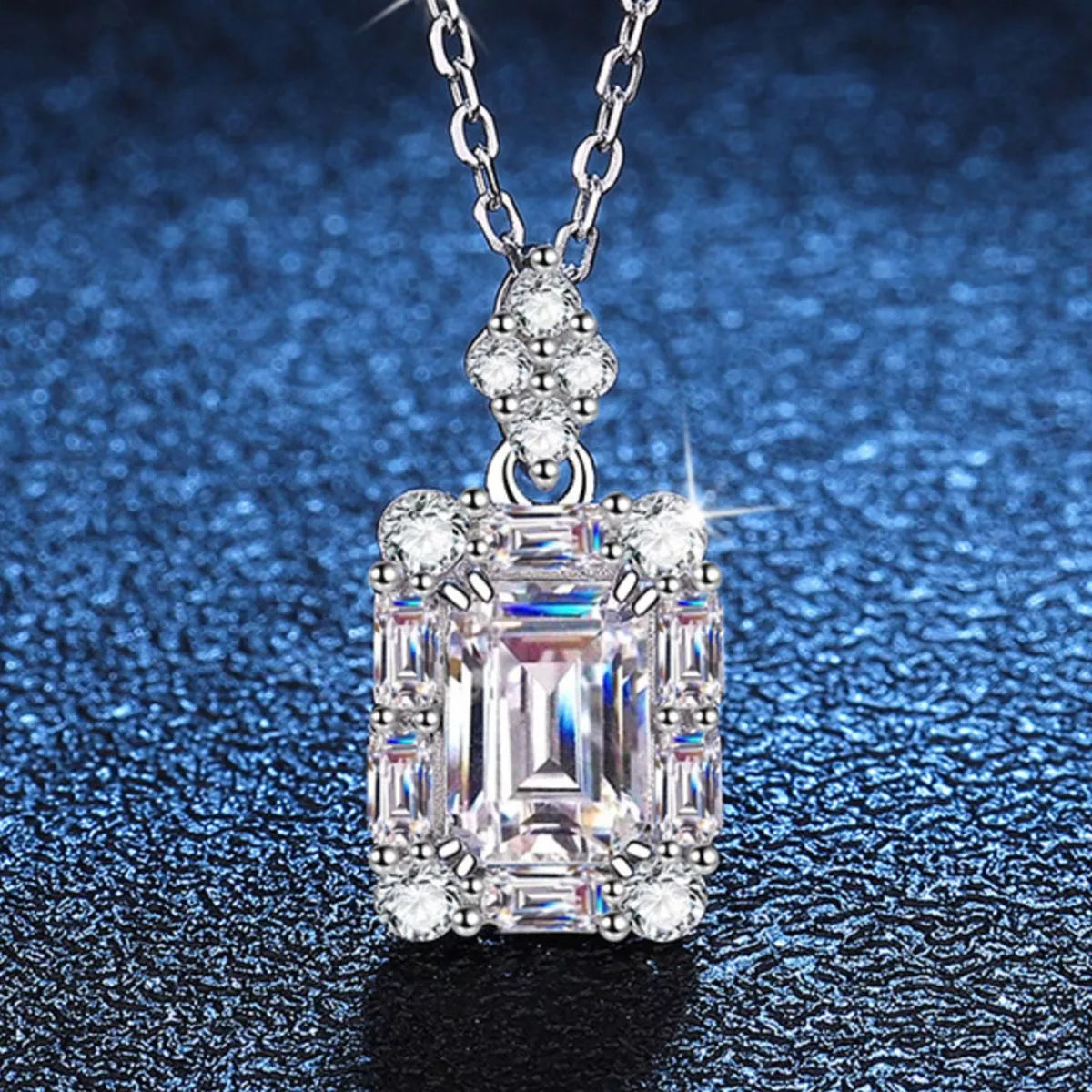 1 Carat Sterling Silver Moissanite Pendant Necklace - alternate necklace view