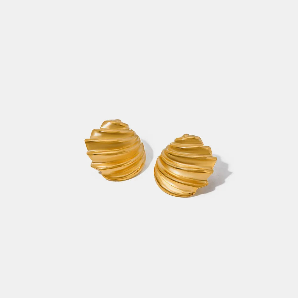 Stainless Steel Shell Shape Stud Earrings - alternate earring view