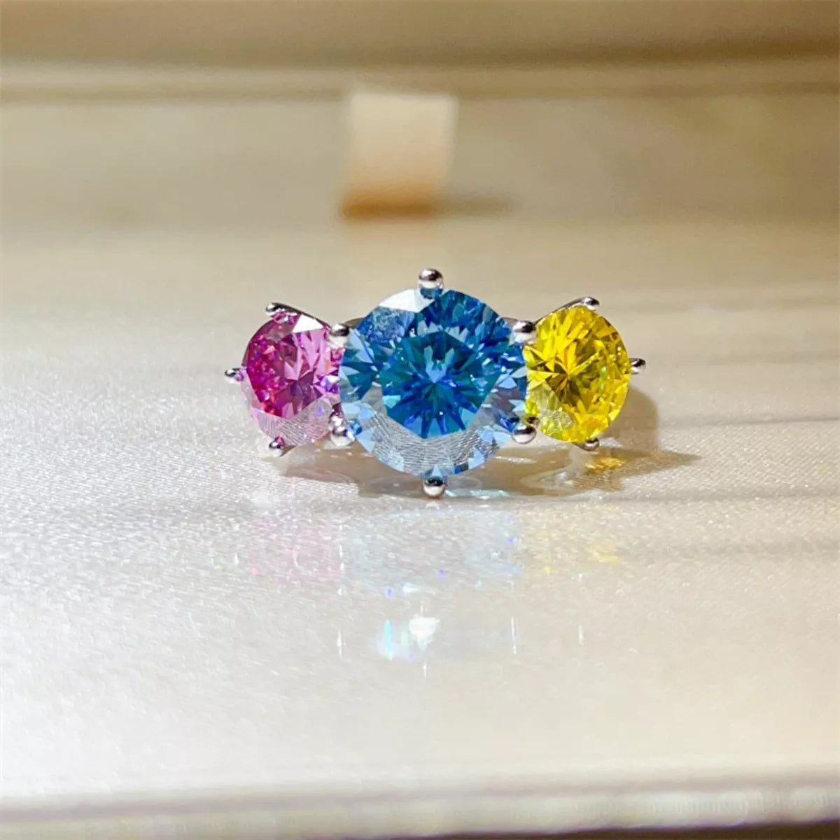 5 Carat Moissanite Sterling Silver Ring - alternate ring view