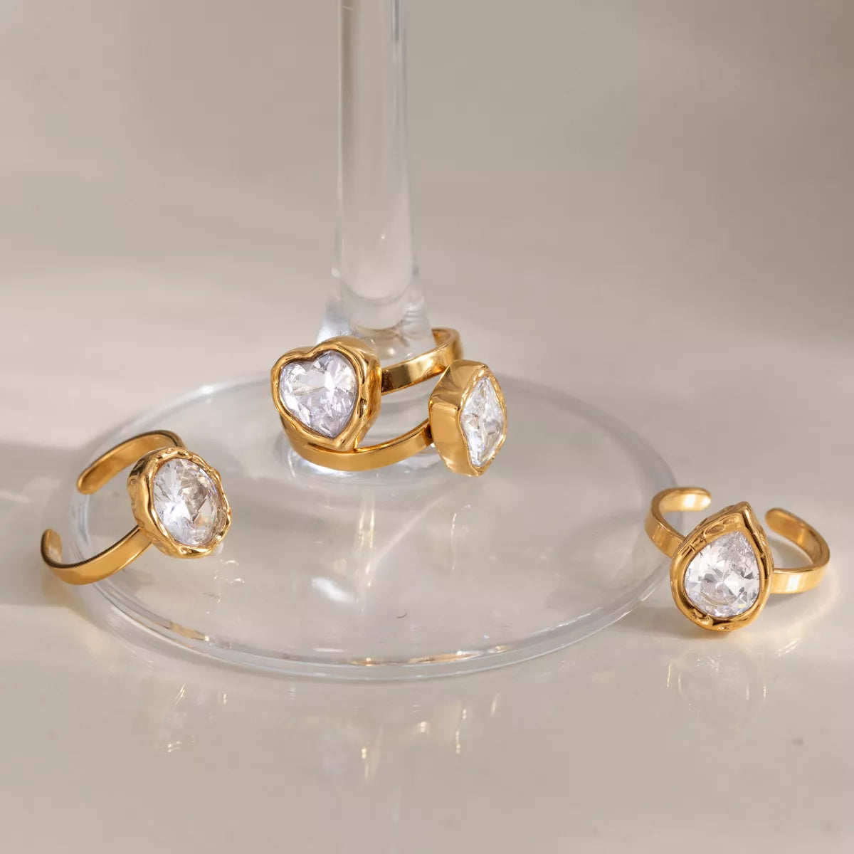 4 Piece 18K Gold-Plated Zircon Ring - alternate ring view