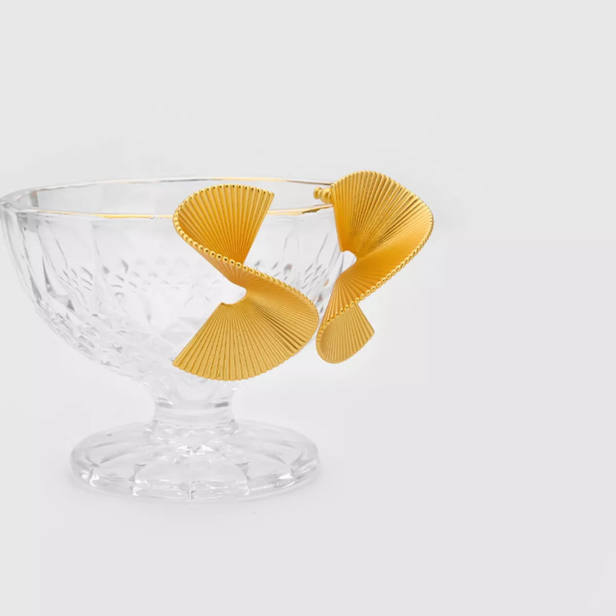 18K Gold-Plated Copper Fan-Shaped Earrings - alternate earring view