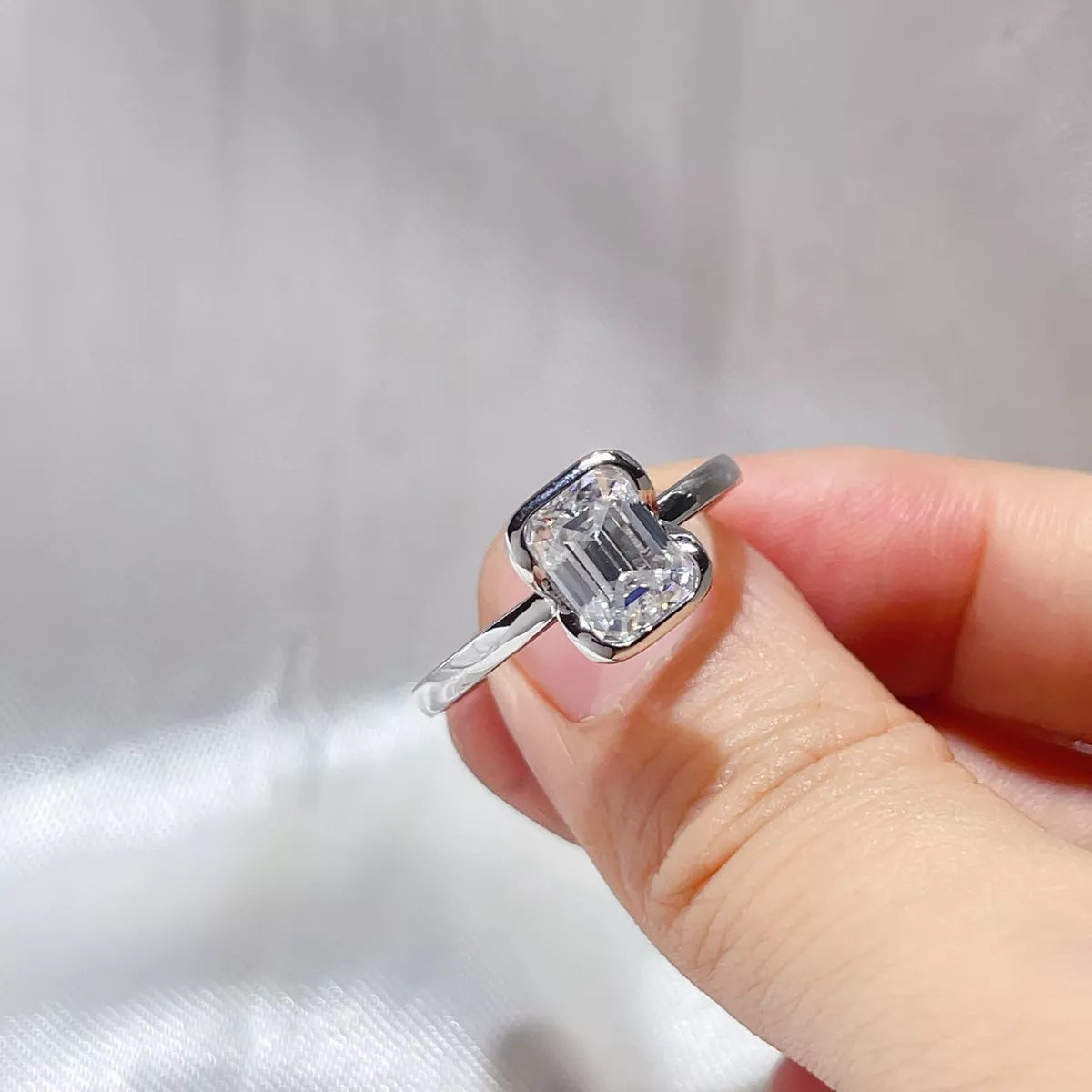 2 Carat Sterling Silver Moissanite Ring in Silver - women's ring