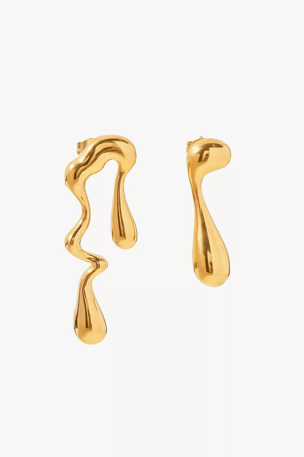 18K Gold-Plated Geometric Mismatched Earrings in Gold - women's earrings
