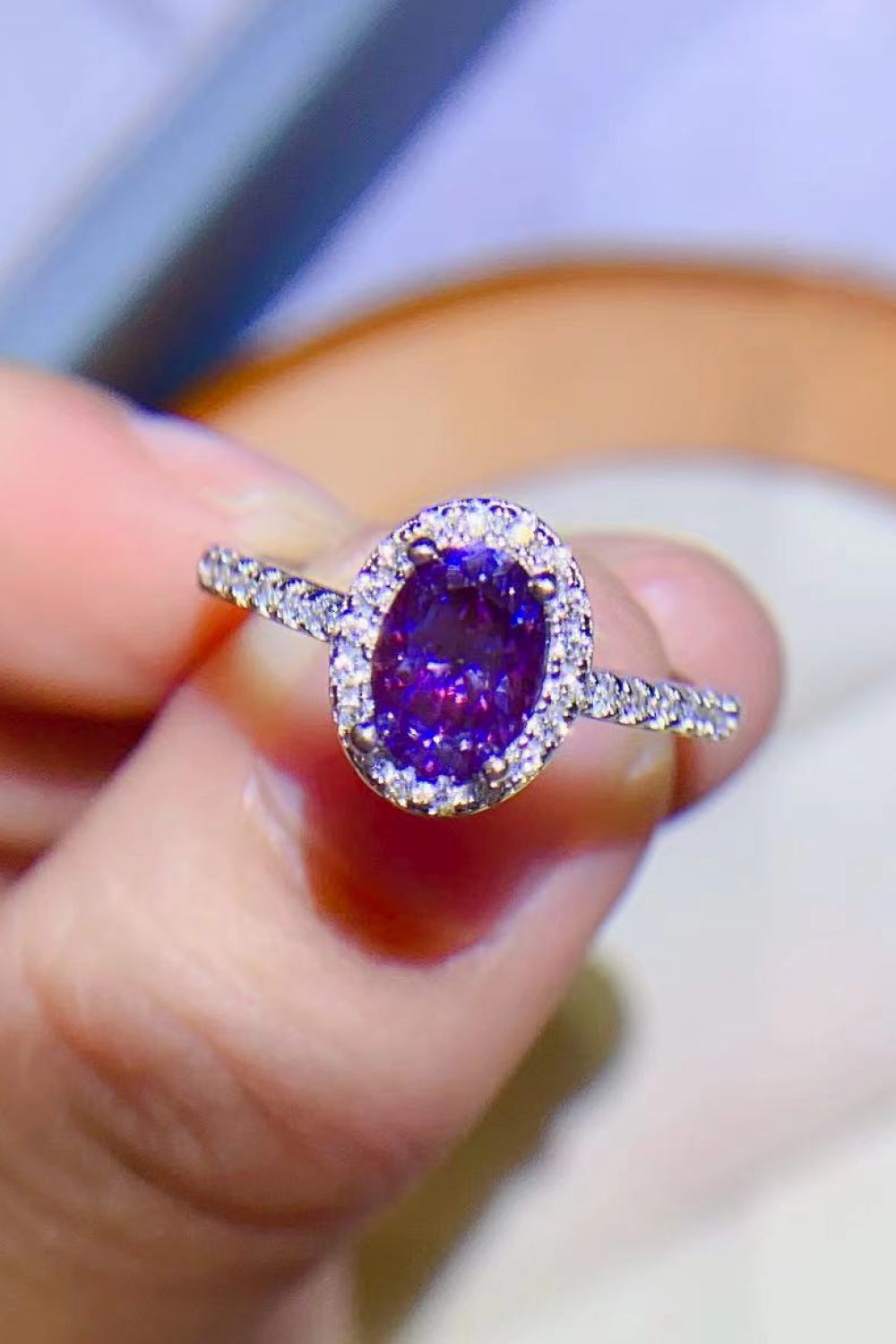Sterling Silver 1 Carat Purple Moissanite Ring in Purple - women's ring