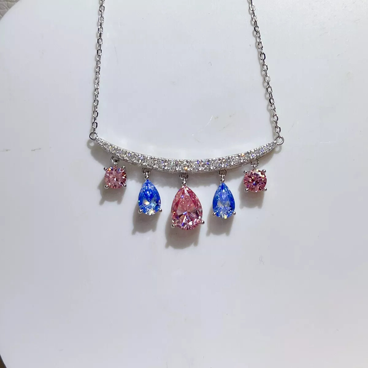 6 Carat Sterling Silver Moissanite Teardrop Necklace - alternate necklace view