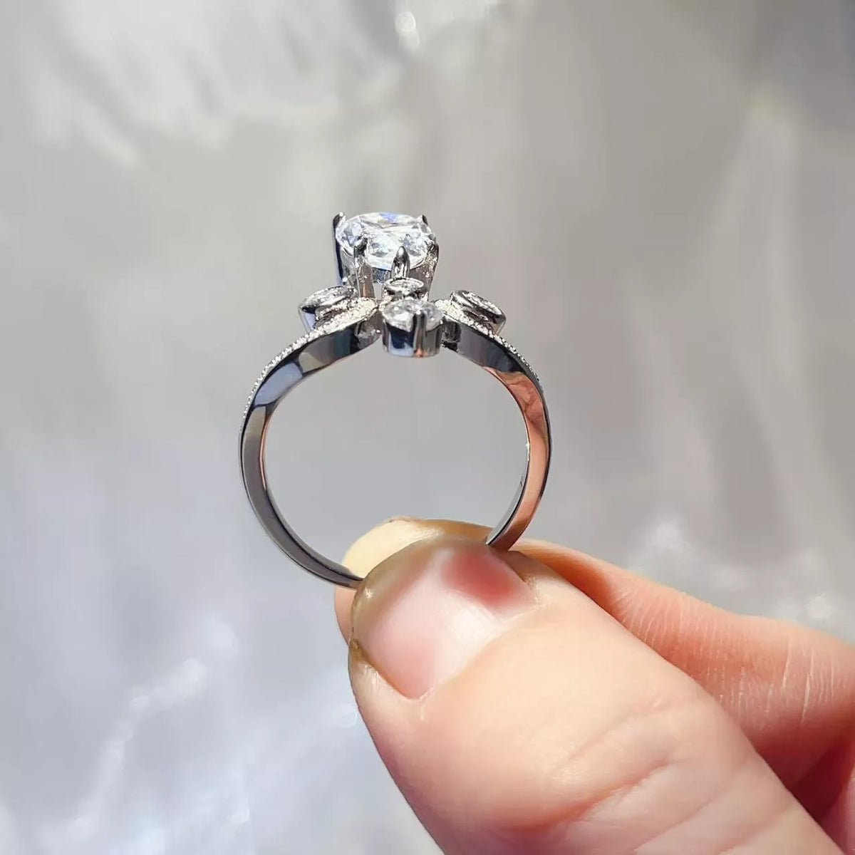 2 Carat Moissanite Sterling Silver Ring in Silver - women's ring