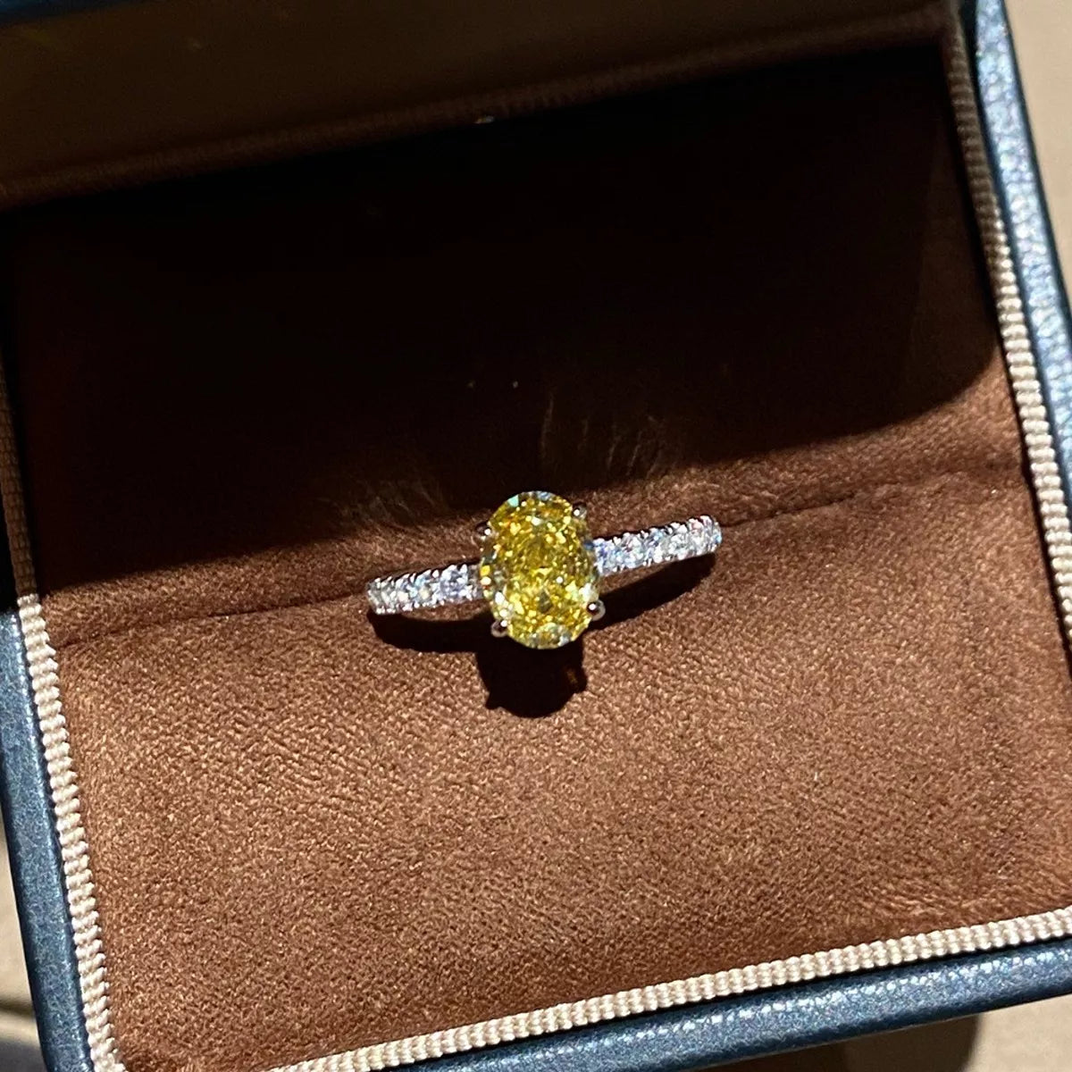 Copper Zircon Oval Ring in Yellow - women's ring