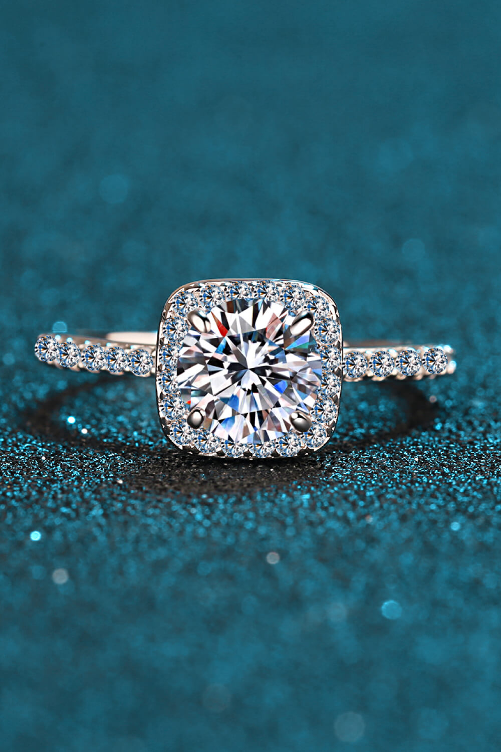 Square Moissanite Ring in Silver - women's ring