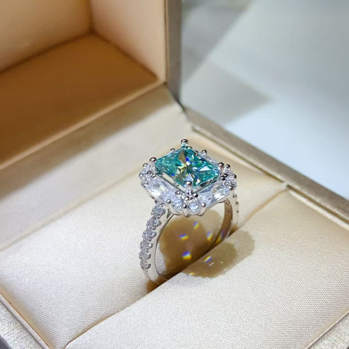 3 Carat Moissanite Sterling Silver Ring in Silver - women's ring