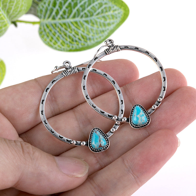 Artificial Turquoise Drop Earrings - alternate earring view