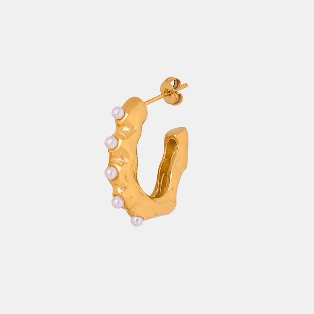 Synthetic Pearl 18K Gold-Plated Earrings - alternate earring view