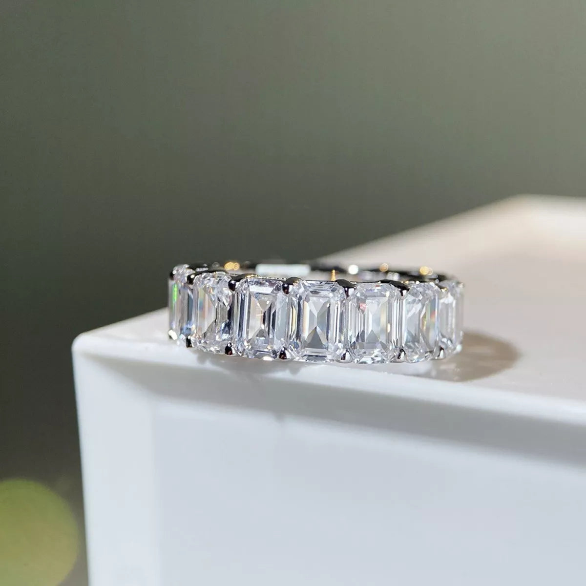 Sterling Silver Zircon Geometric Ring in Silver - women's ring
