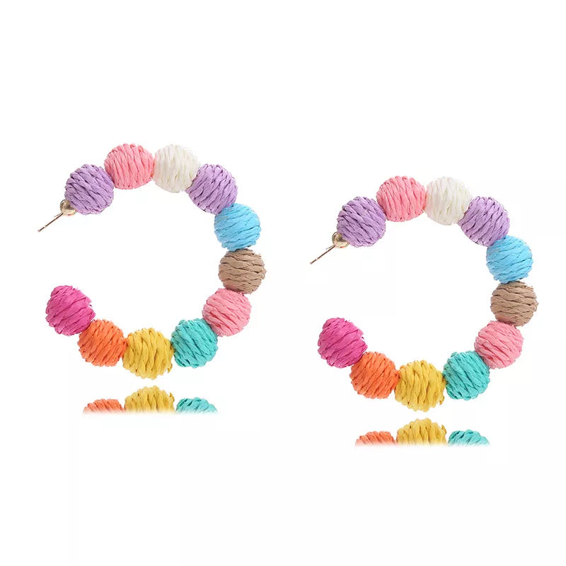 Raffia Grass C-Hoop Earrings - alternate earring view