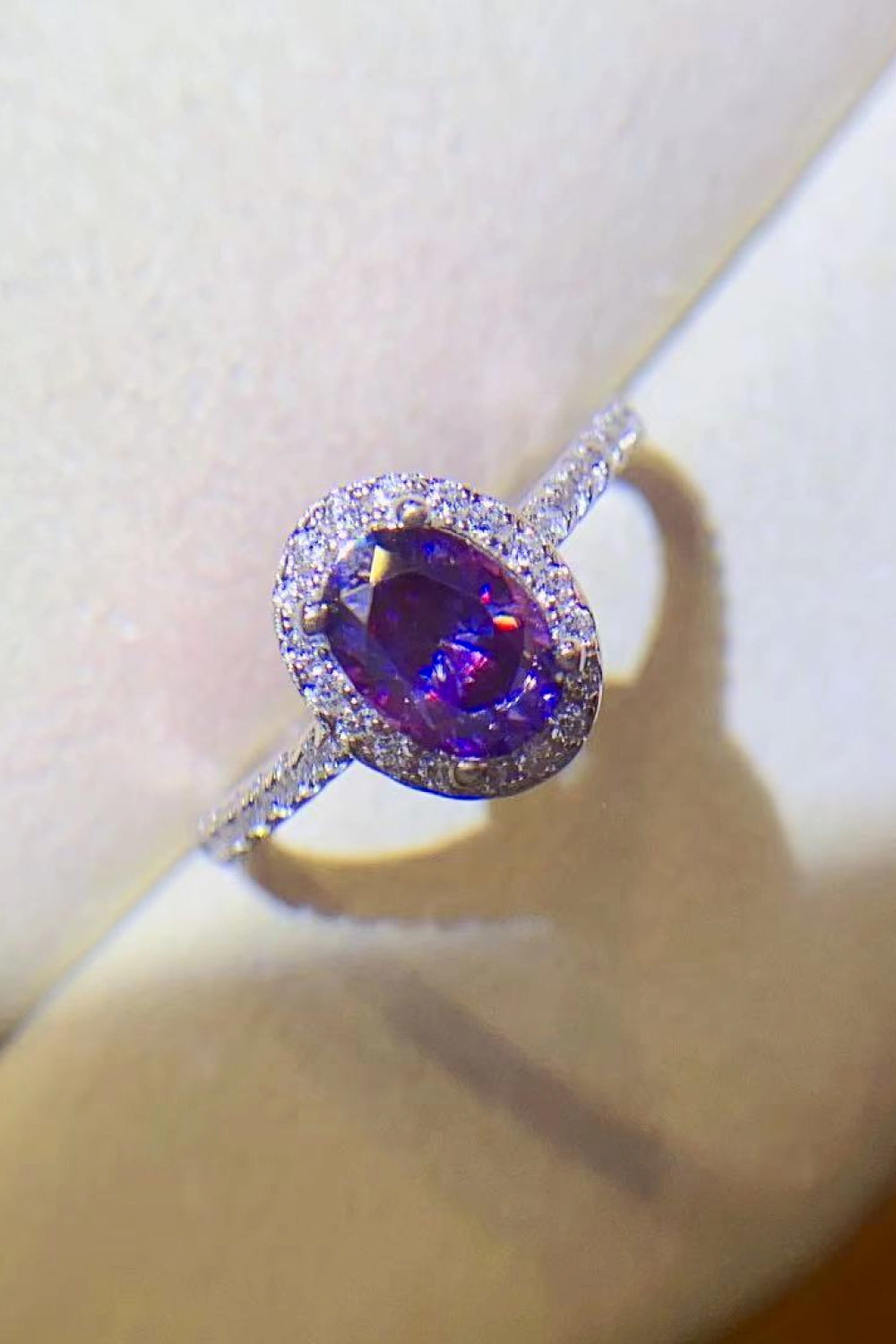 Sterling Silver 1 Carat Purple Moissanite Ring in Purple - women's ring