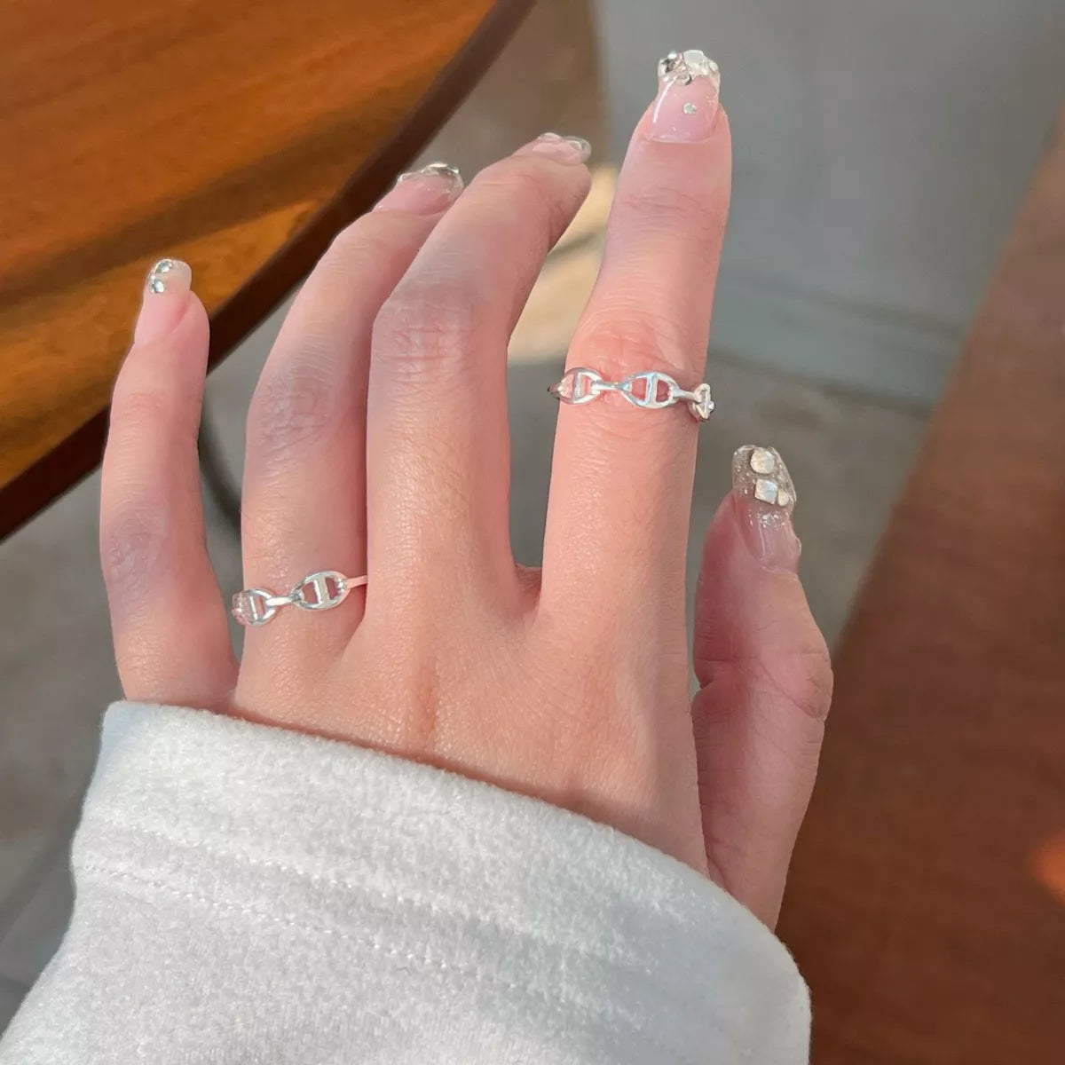 Sterling Silver Geometric Ring - alternate ring view