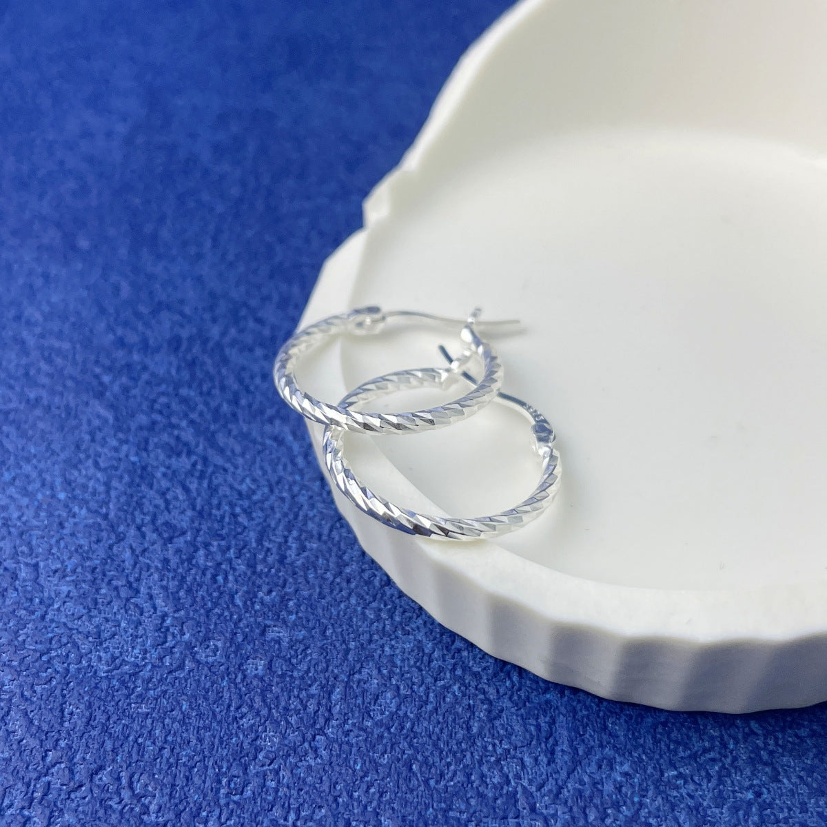 Sterling Silver Hoop Earrings - alternate earring view