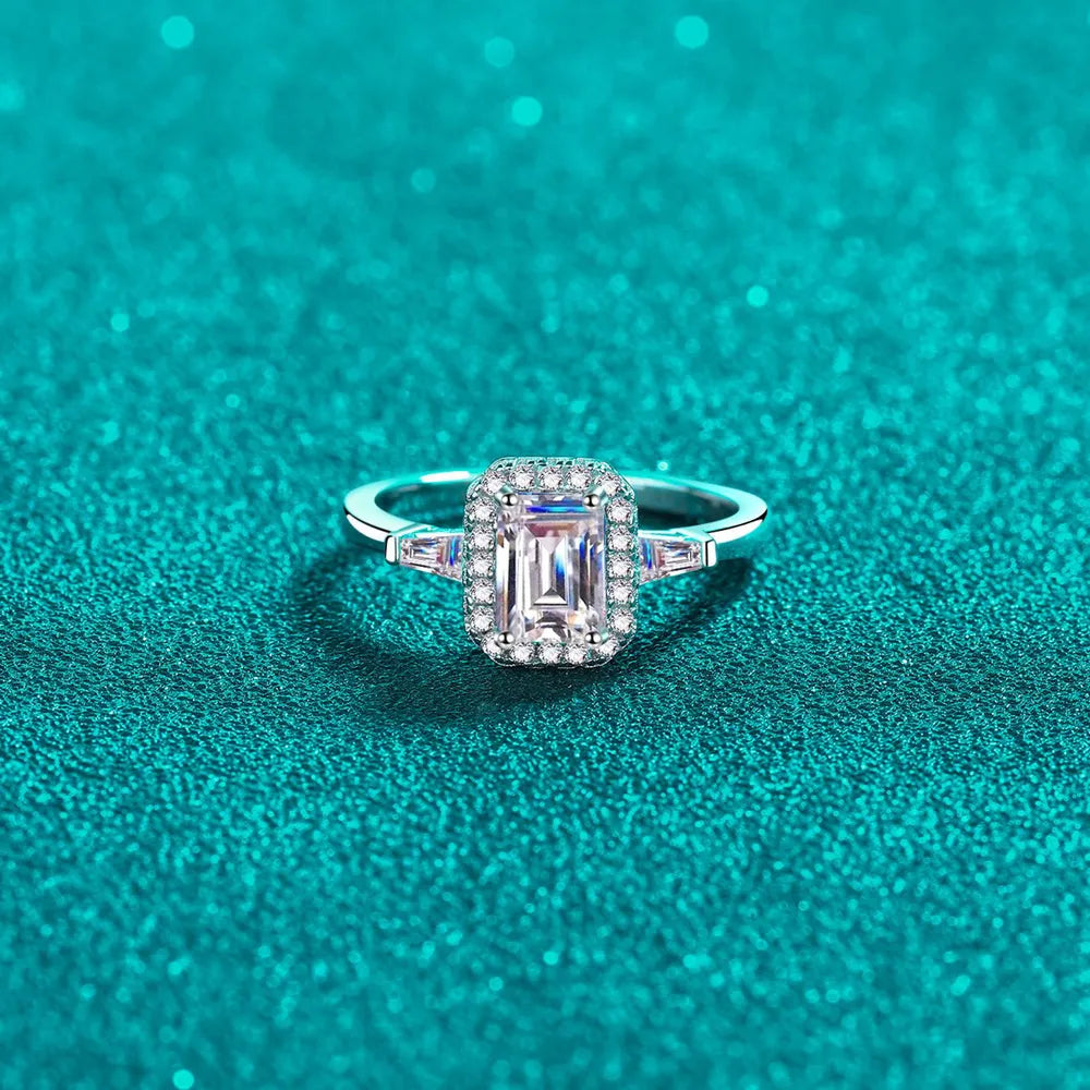 1 Carat Moissanite Sterling Silver Ring in White - women's ring