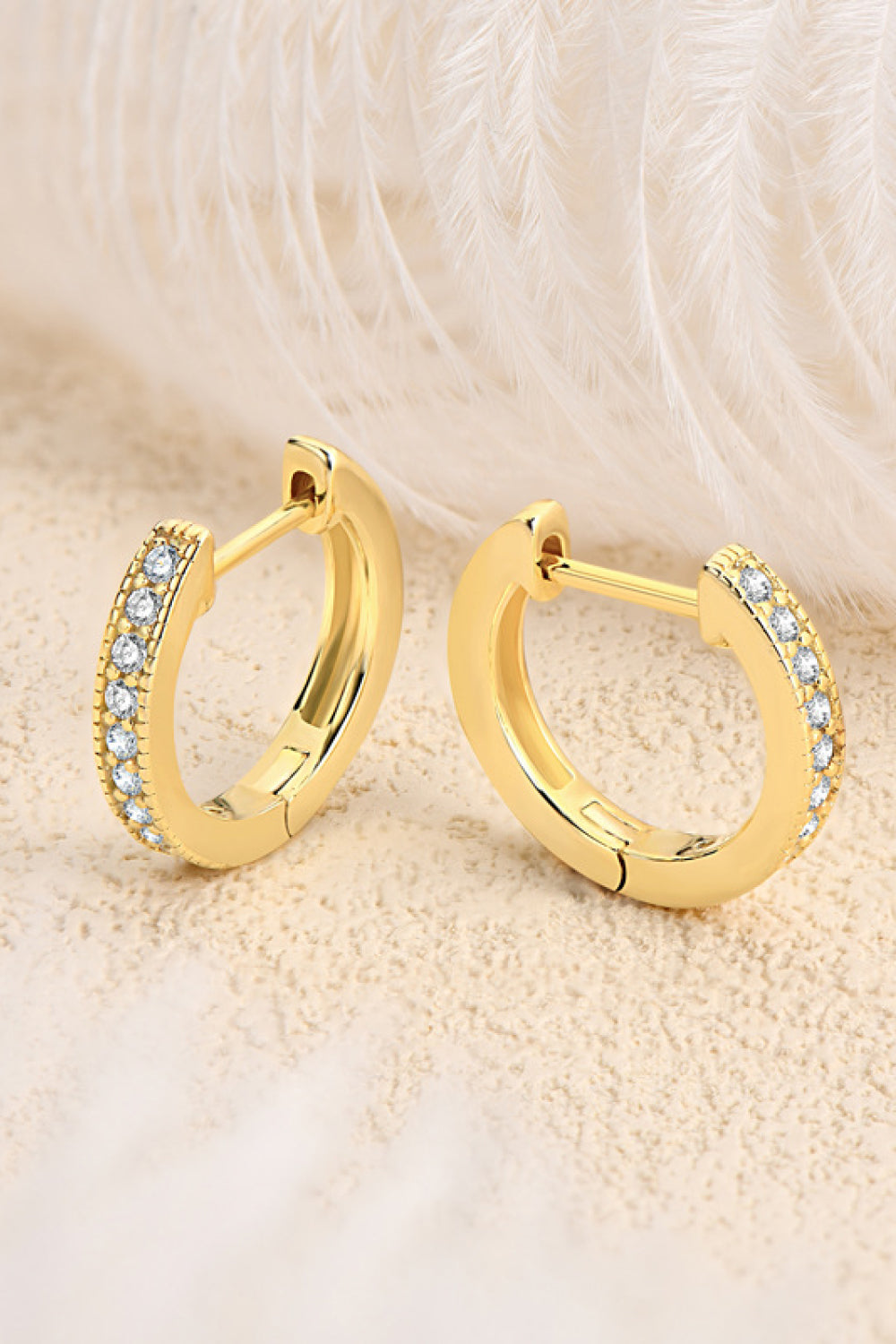 Inlaid Moissanite Hoop Earrings - alternate earring view