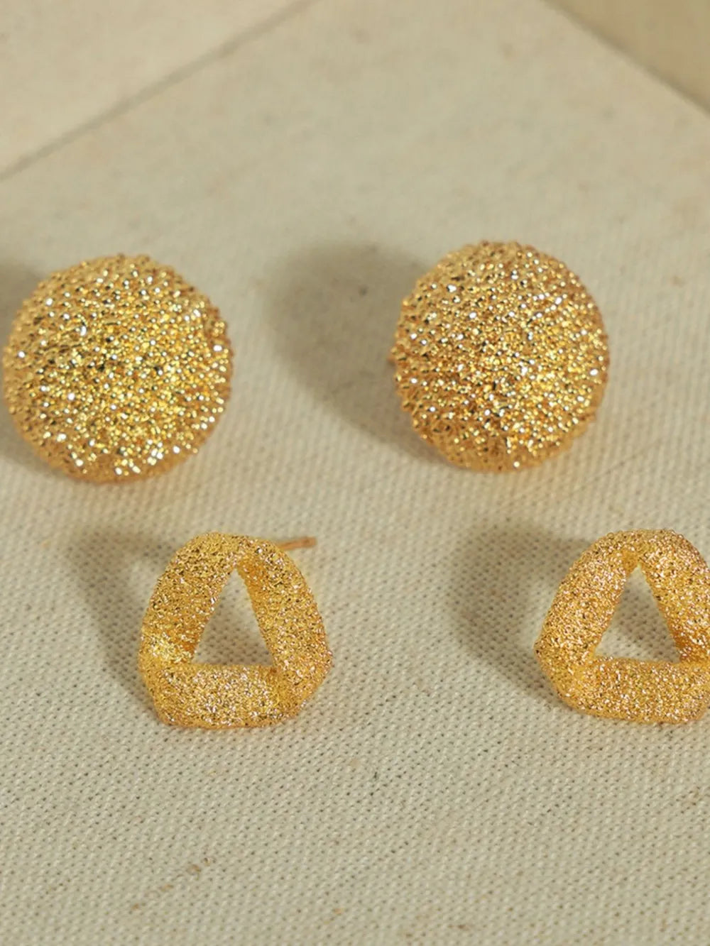 Gold-Plated Geometric Stud Earrings - alternate earring view