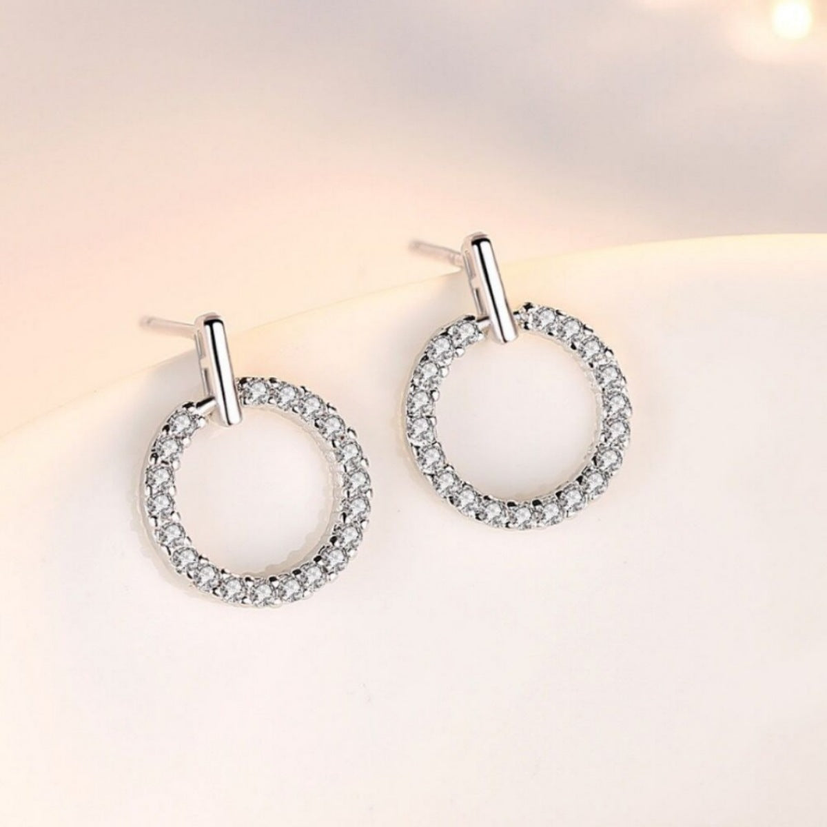 Sterling Silver Circle Stud Earrings - alternate earring view