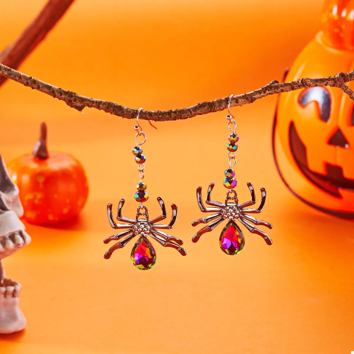 Halloween Spider Dangle Earrings - alternate earring view