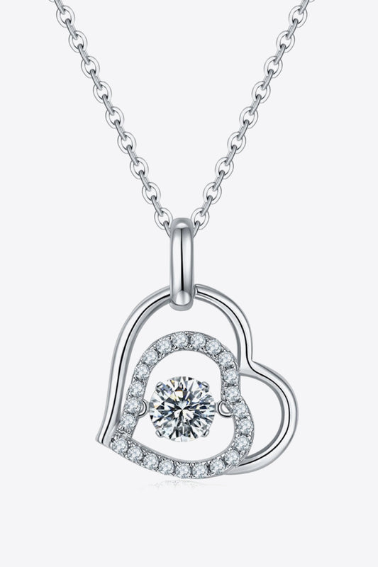 Moissanite Heart Pendant Necklace in Silver - women's pendant necklace