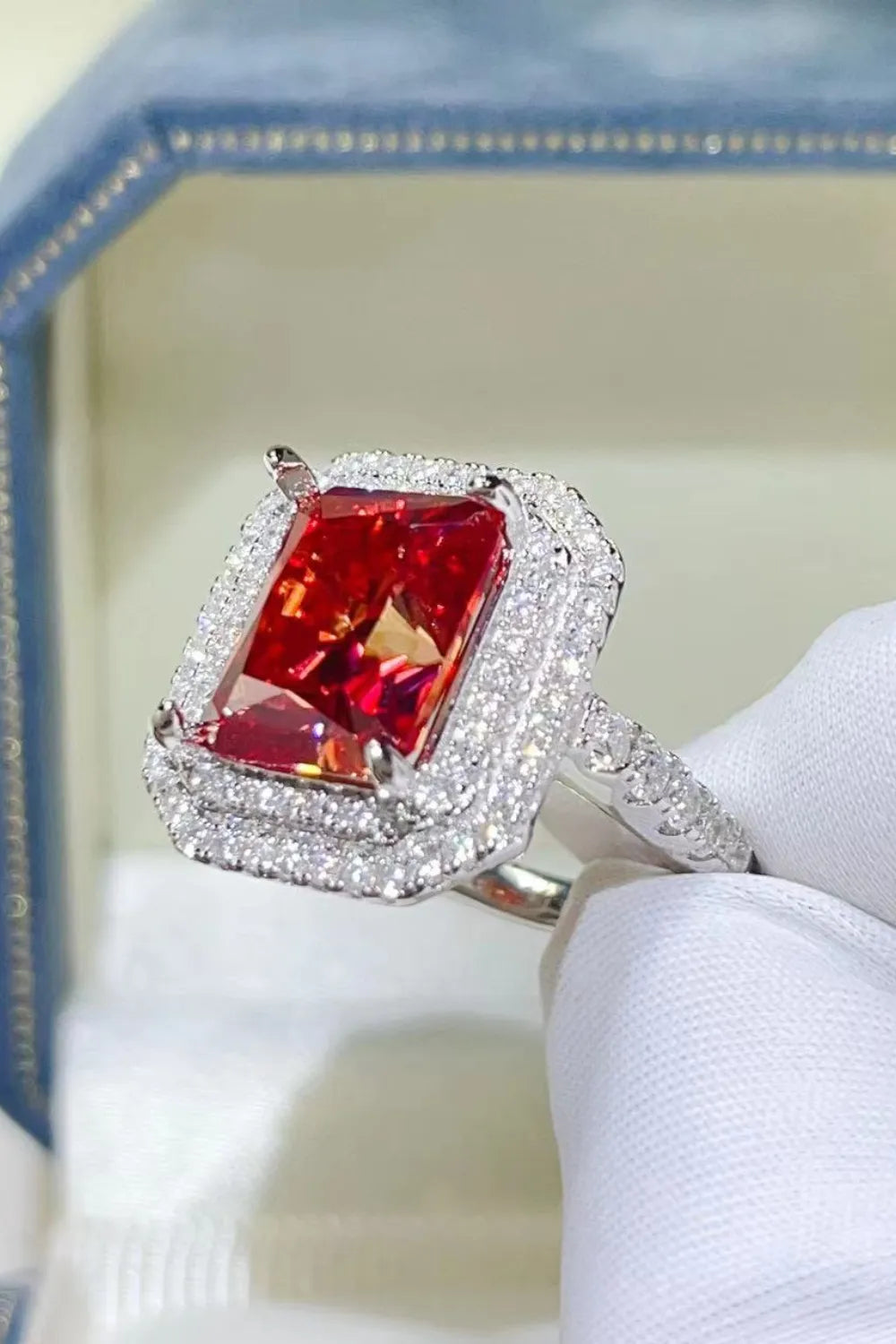 2 Carat Moissanite Sterling Silver Ring in Scarlet - women's ring