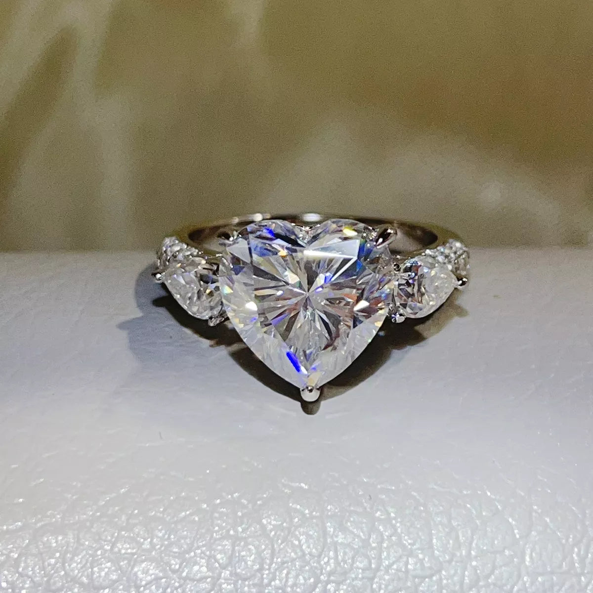 6 Carat Sterling Silver Moissanite Heart Ring in Silver - women's ring