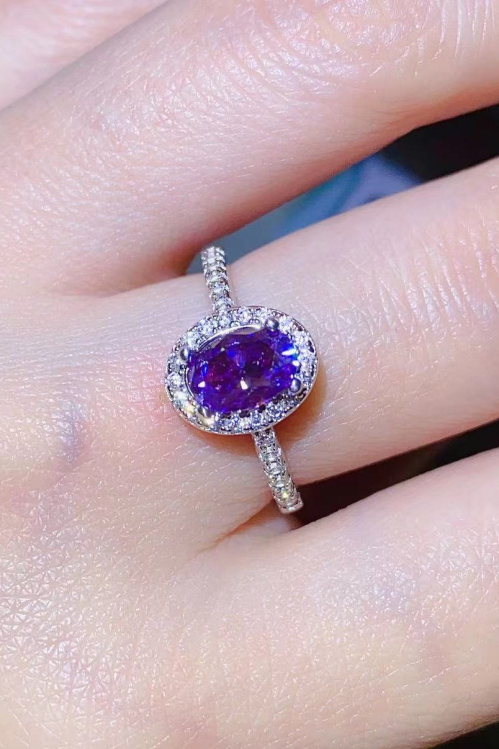 Sterling Silver 1 Carat Purple Moissanite Ring in Purple - women's ring