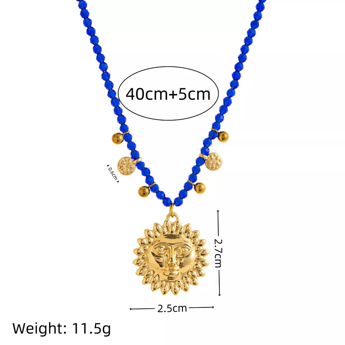 14K Gold-Plated Bead Sun Pendant Necklace - alternate necklace view