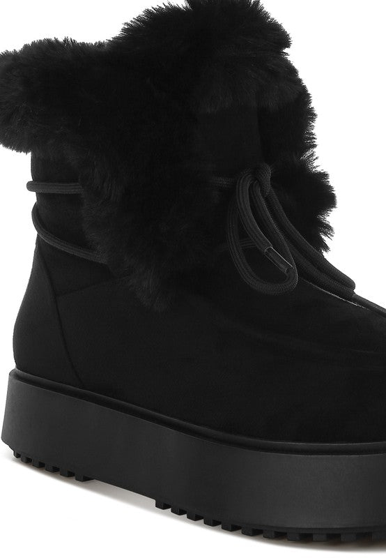 Faux Fur Flatform Boots