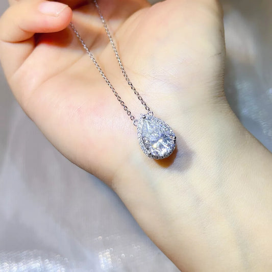 5 Carat Sterling Silver Moissanite Pendant Necklace - alternate necklace view
