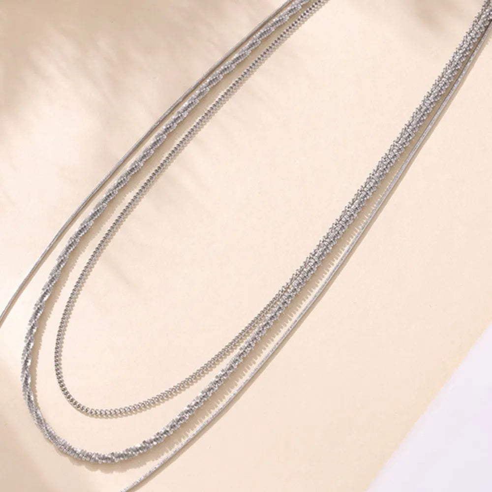 Titanium Steel Three-Layered Necklace - alternate necklace view