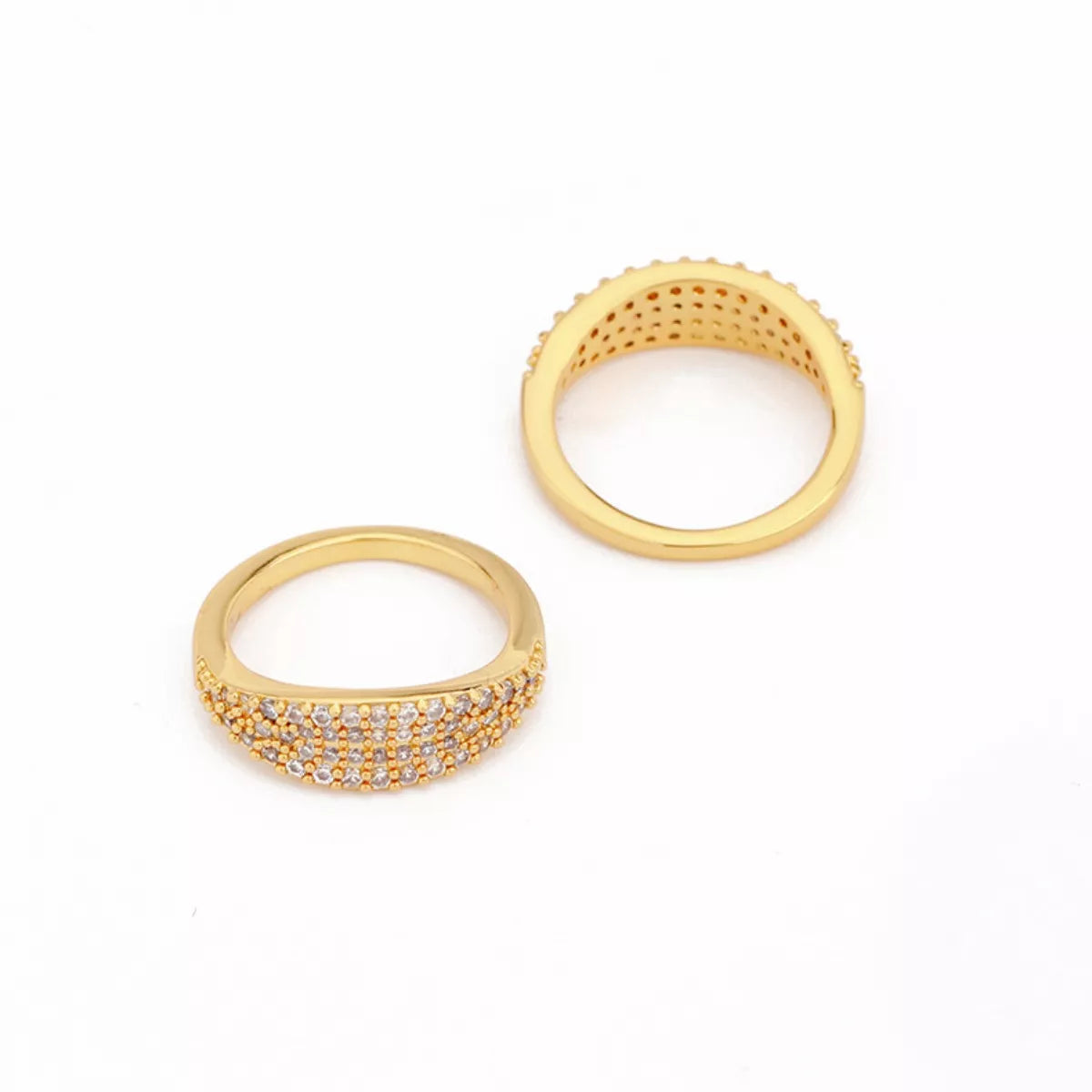 18K Gold-Plated Copper Zircon Round Ring - alternate ring view