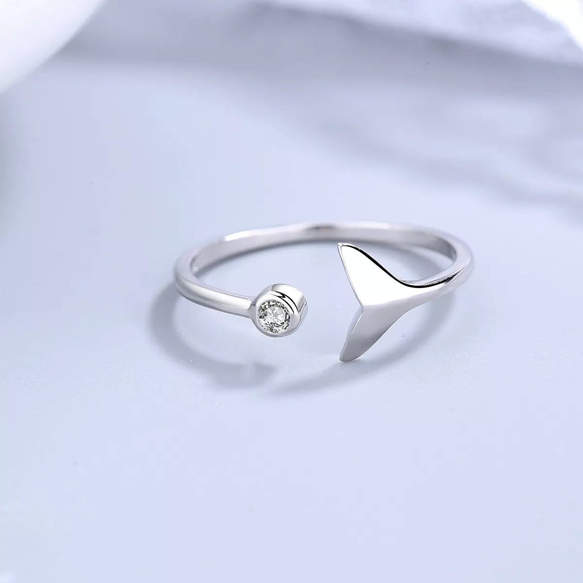 Sterling Silver Whale Tail Ring - alternate ring view