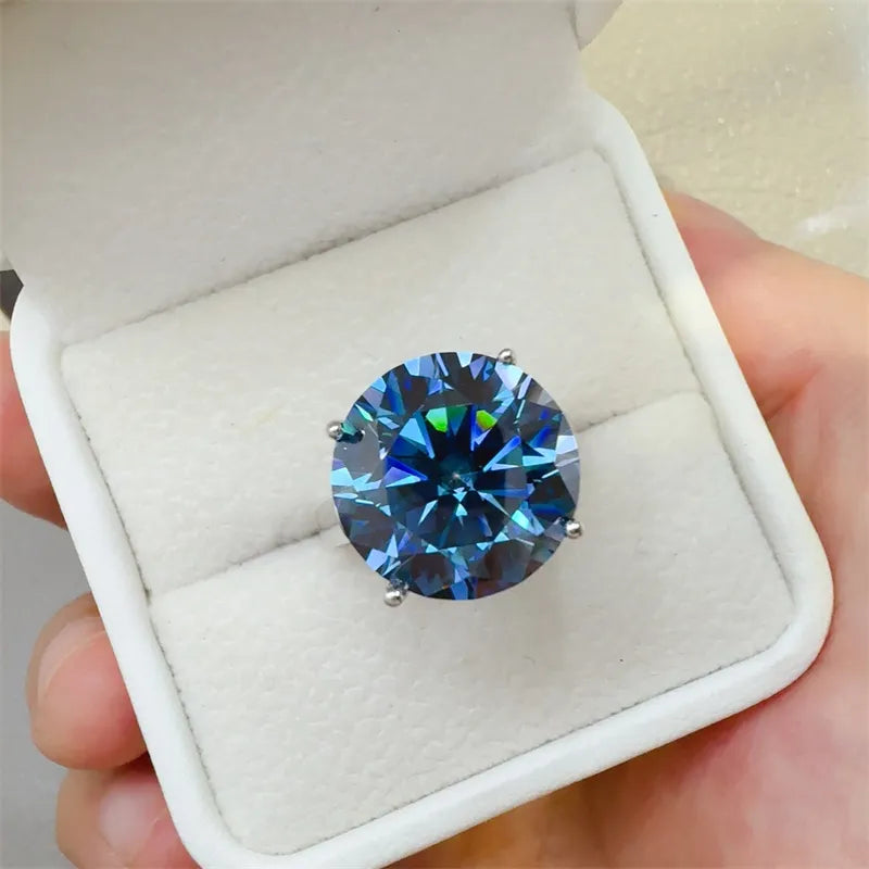 10 Carat Sterling Silver Moissanite Ring in Silver - women's ring