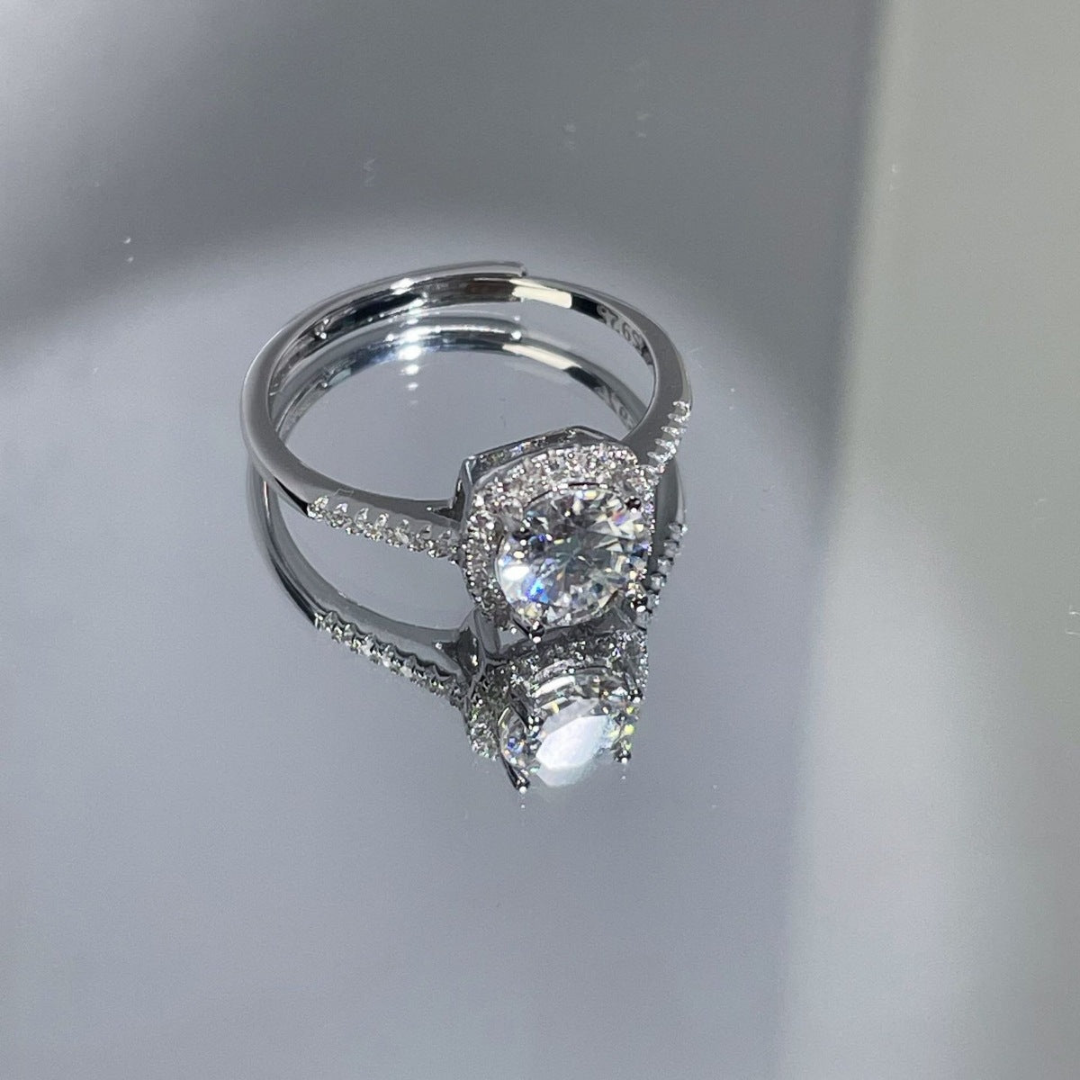 1 Carat Moissanite Sterling Silver Ring - alternate ring view
