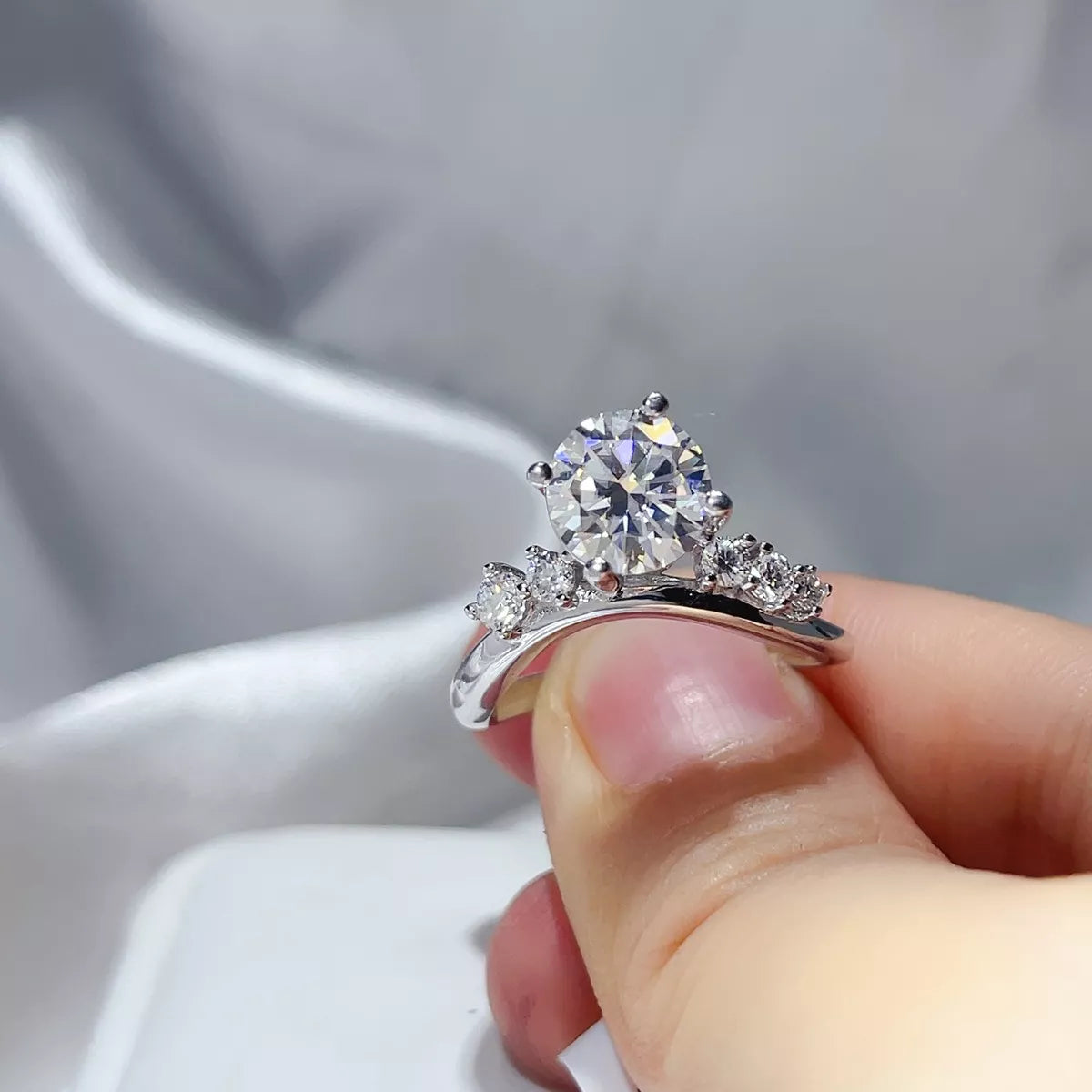 2 Carat Sterling Silver Moissanite Ring in Silver - women's ring