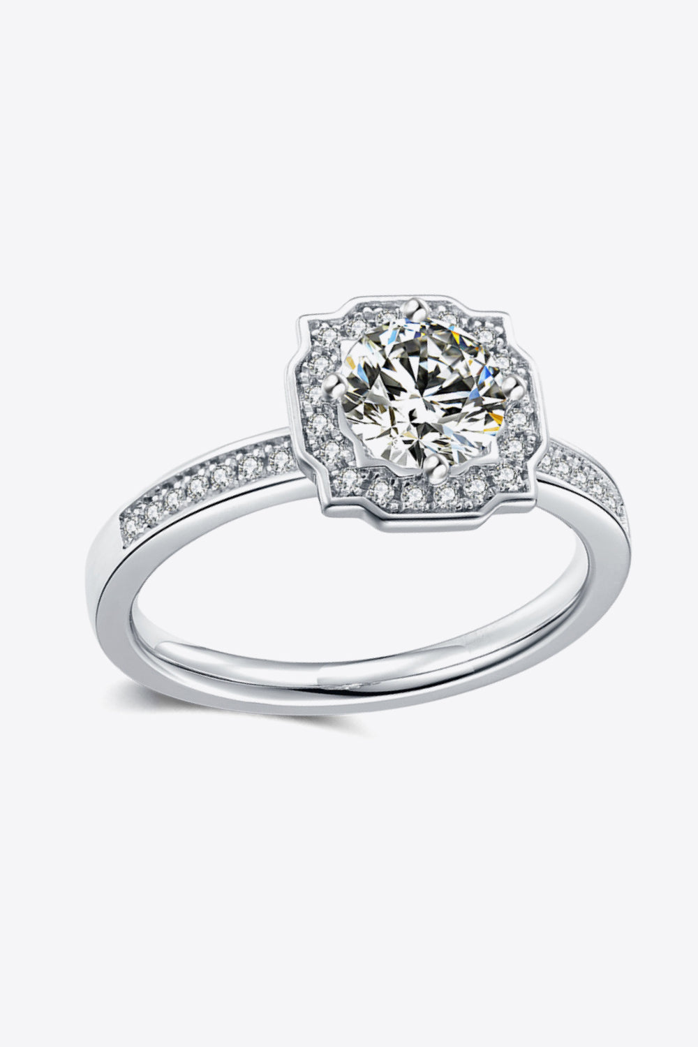 1 Carat Moissanite Platinum-Plated Ring in Silver - women's ring