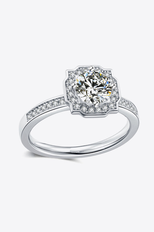 1 Carat Moissanite Platinum-Plated Ring in Silver - women's ring