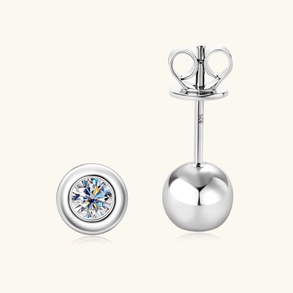 Moissanite Sterling Silver Stud Earrings in Gold - women's stud earrings