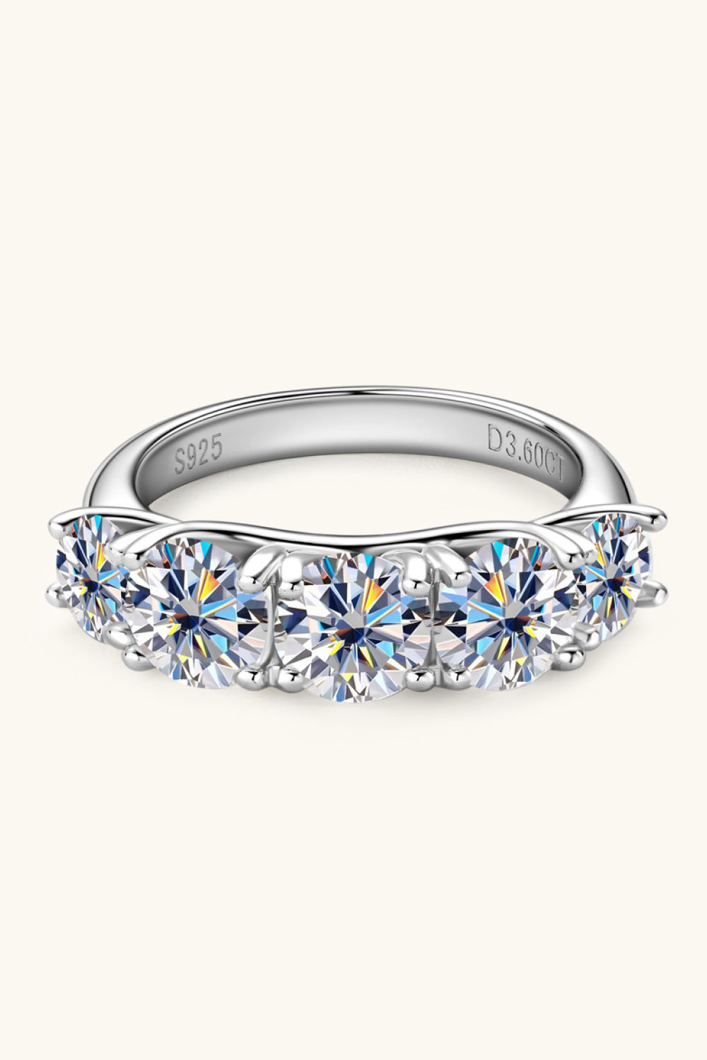 1 Carat Moissanite Sterling Silver Half-Eternity Ring in Silver - women's ring