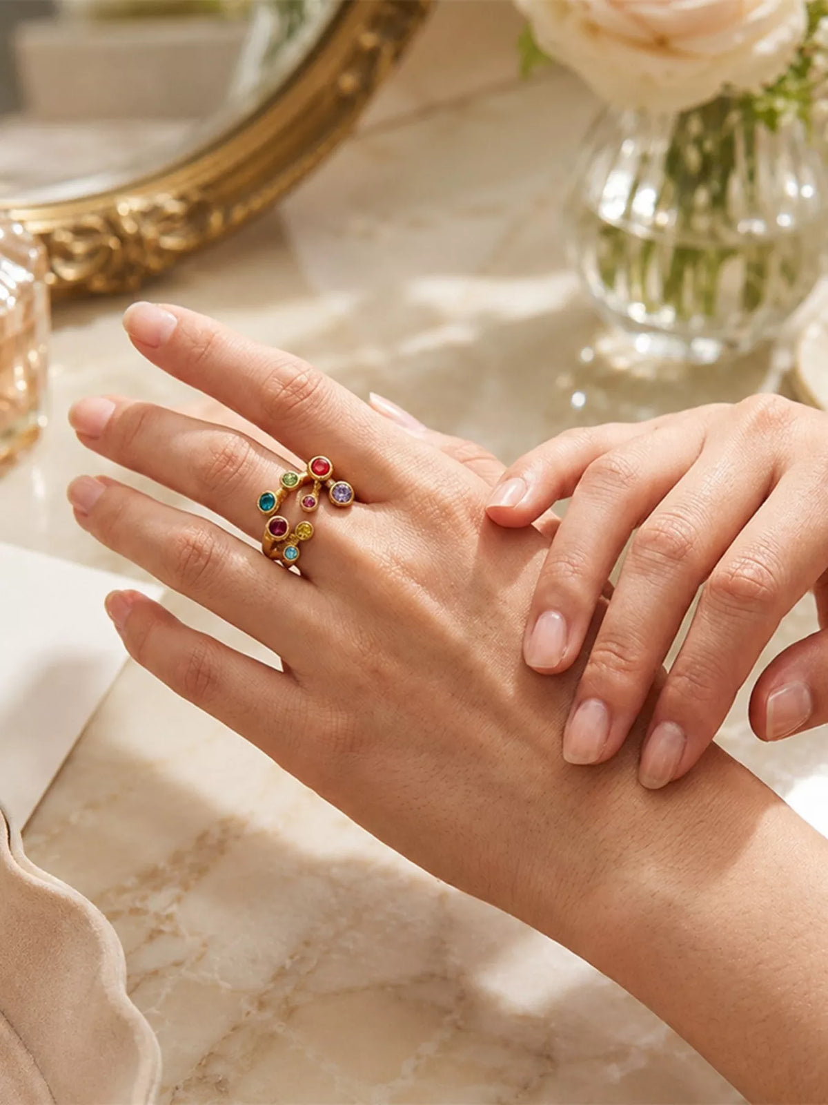 18K Gold-Plated Zircon Ring - alternate ring view