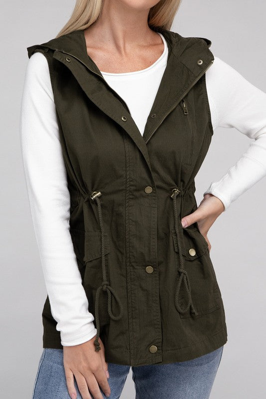 Drawstring Hoodie Vest