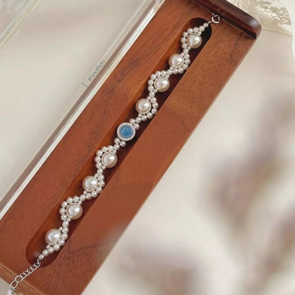 Pearl Sterling Silver Zircon Bracelet - alternate jewelry view