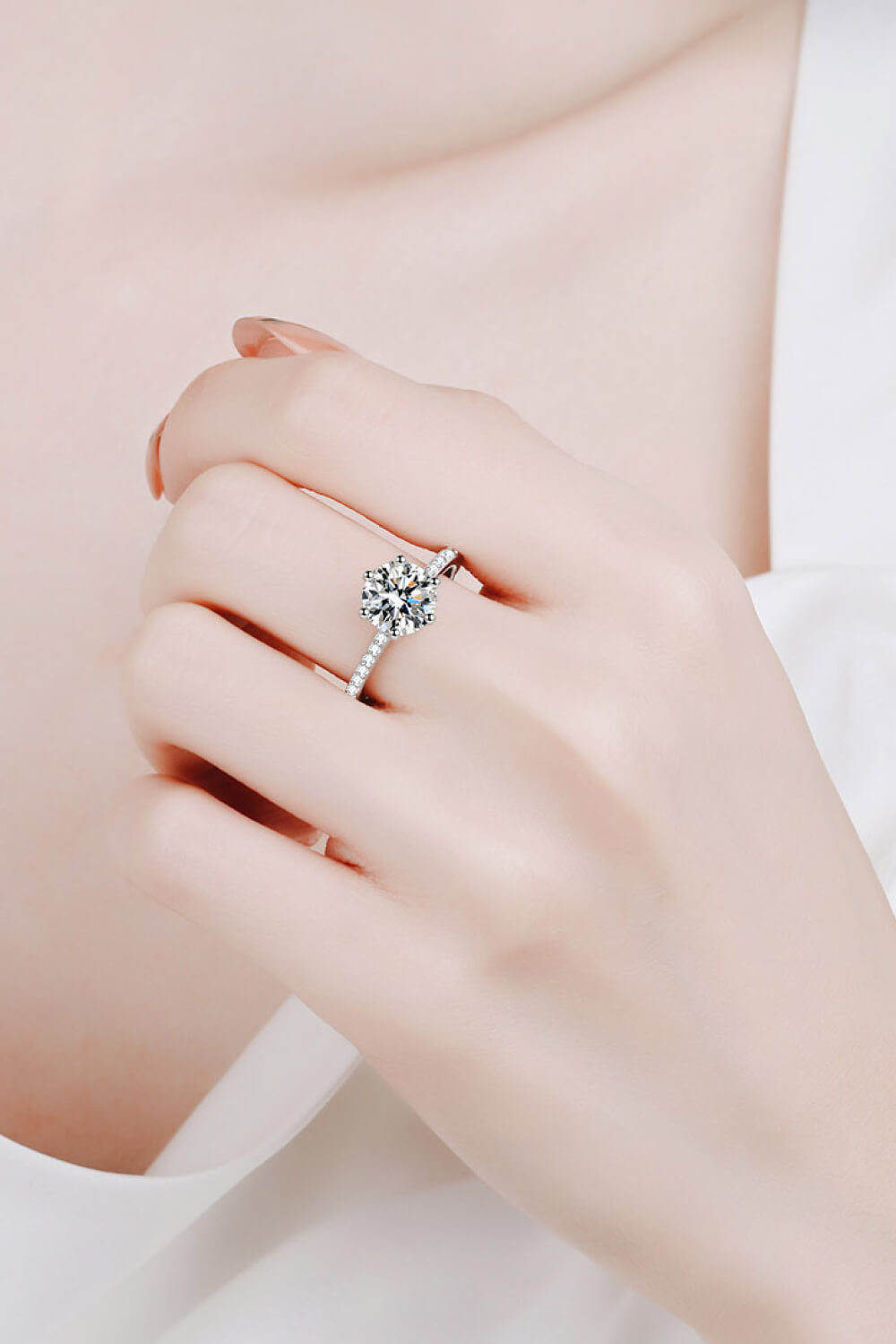 Sterling Silver 2 Carat Moissanite Ring in Silver - women's ring