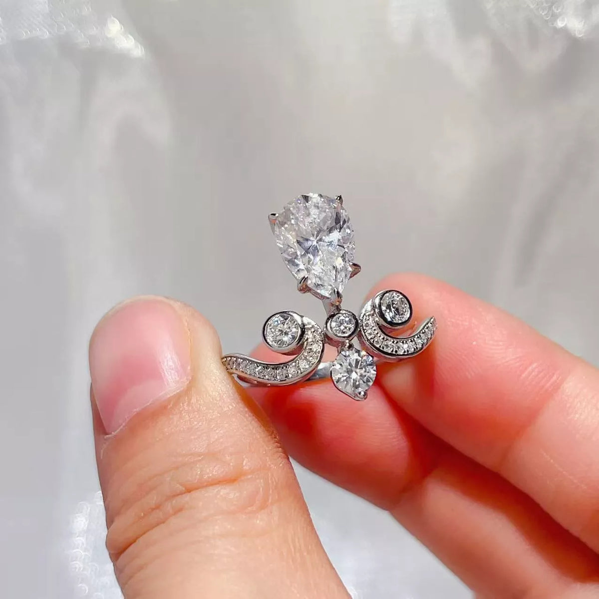 2 Carat Moissanite Sterling Silver Ring in Silver - women's ring
