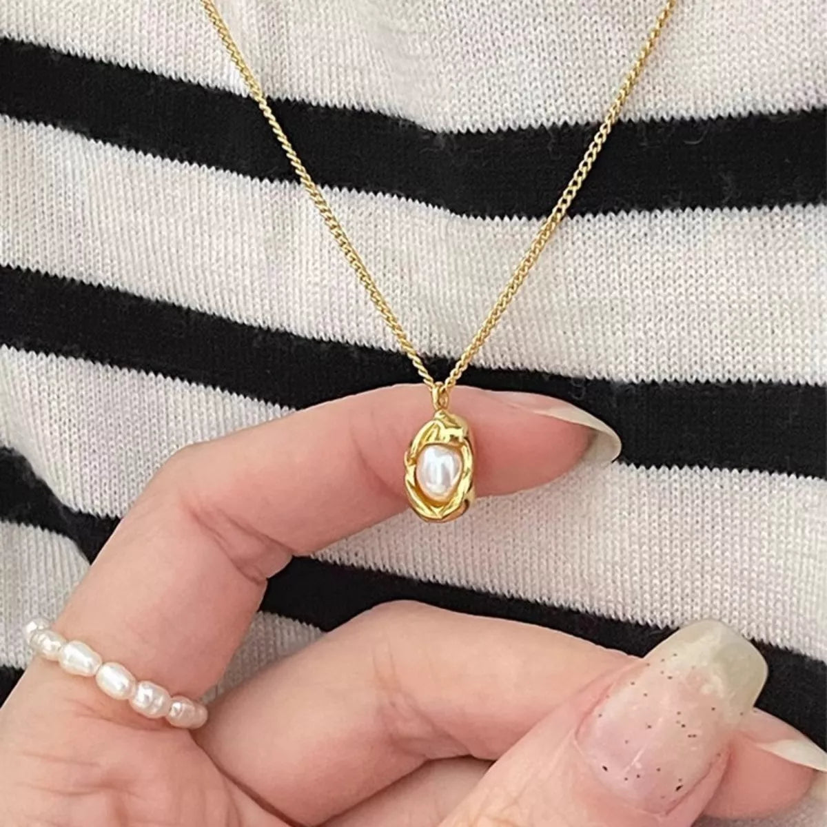 Pearl Sterling Silver Necklace - alternate necklace view