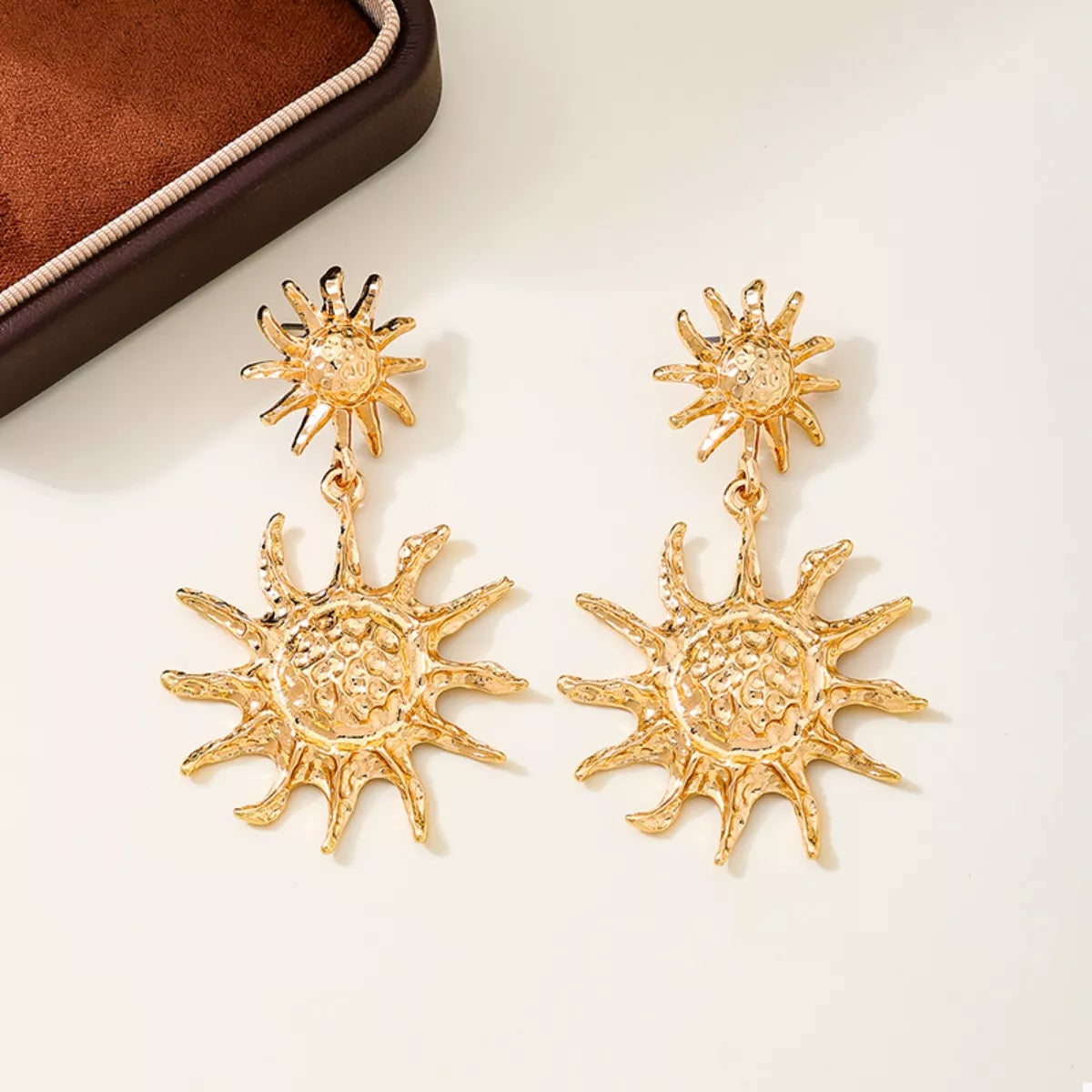 18K Gold-Plated Sun Burst Drop Earrings - alternate earring view